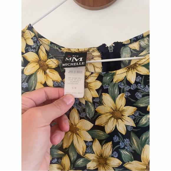Vintage 90s My Michelle Raton Flouncy Floral Zip up Dress- Size S/M - Picture 3 of 6